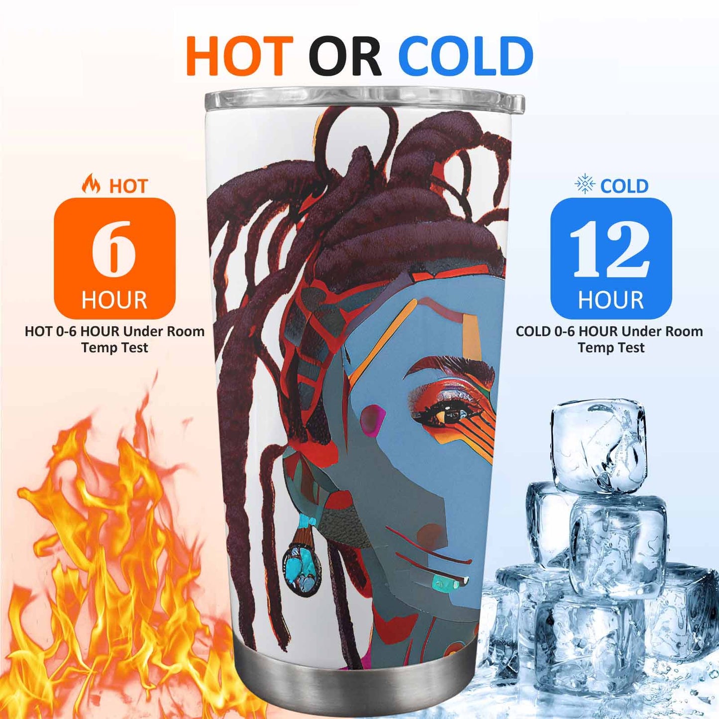 Dreads & Braids, Transparent Tumbler, mug, african tribal, outline BL, Fulangiara 23
