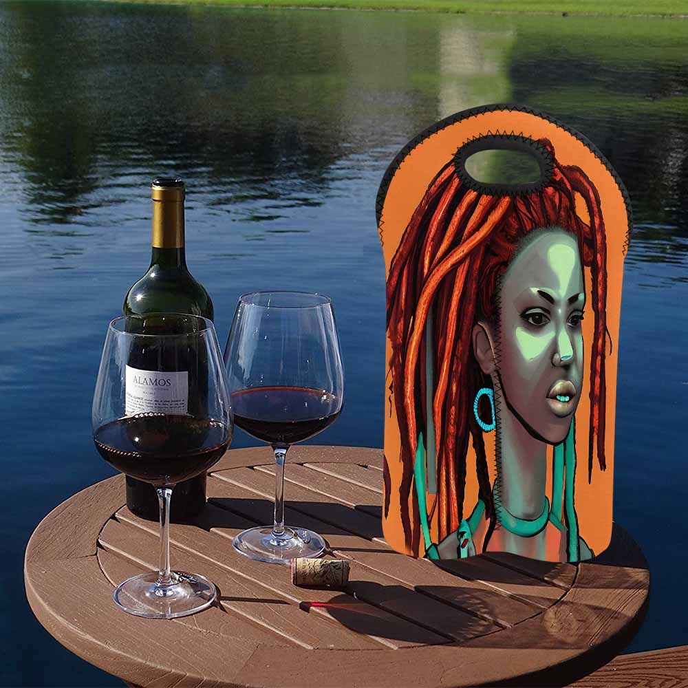 Dreads & Braids, 2 bottle wine bag, picnic or gift, african tribalgirlz Fulangiara 38