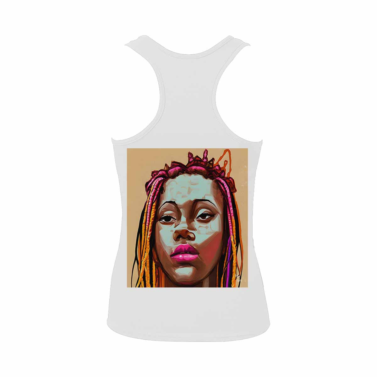Dreads & Braids, WHITE tank top, cotton, african tribal, full image Fulangiara 11