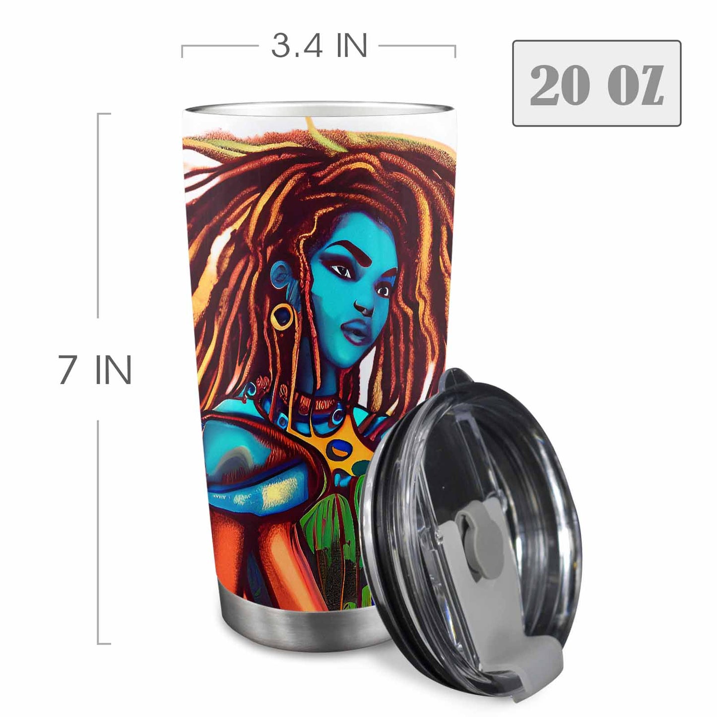 Dreads & Braids, Transparent Tumbler, mug, african tribal, outline BL, Fulangiara 30