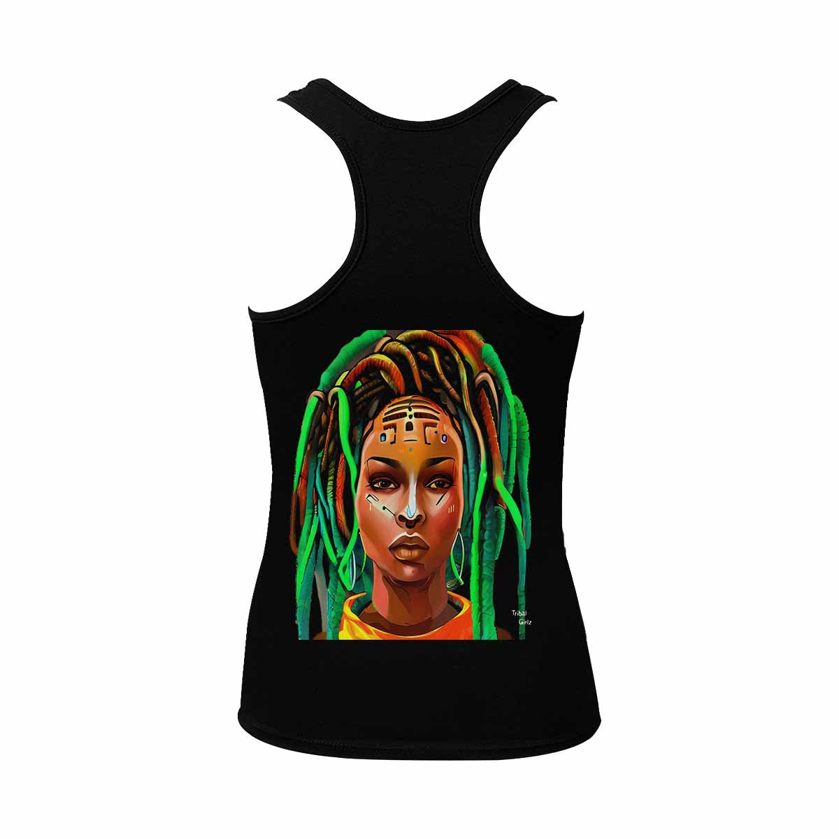 Dreads & Braids, BLACK tank top, cotton, african tribal, outline WL, Fulangiara 48