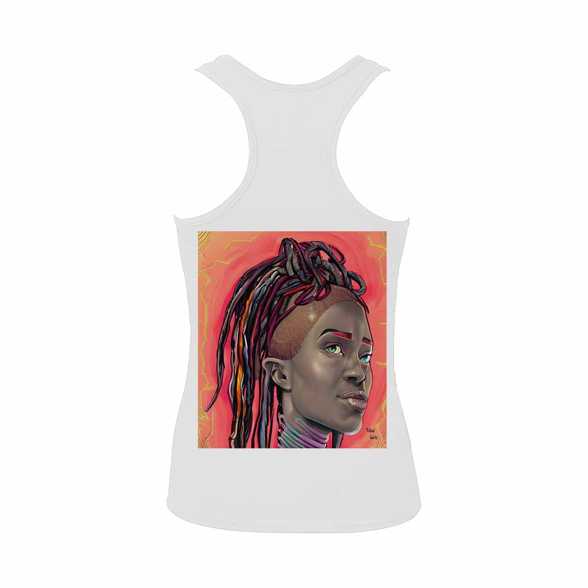 Dreads & Braids, WHITE tank top, cotton, african tribal, full image Fulangiara 40
