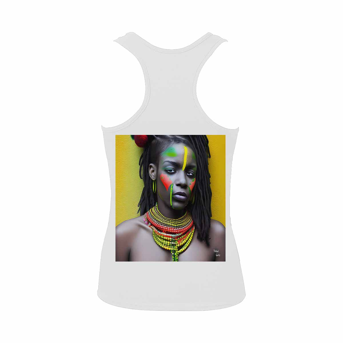 Dreads & Braids, WHITE tank top, cotton, african tribal, full image Fulangiara 42