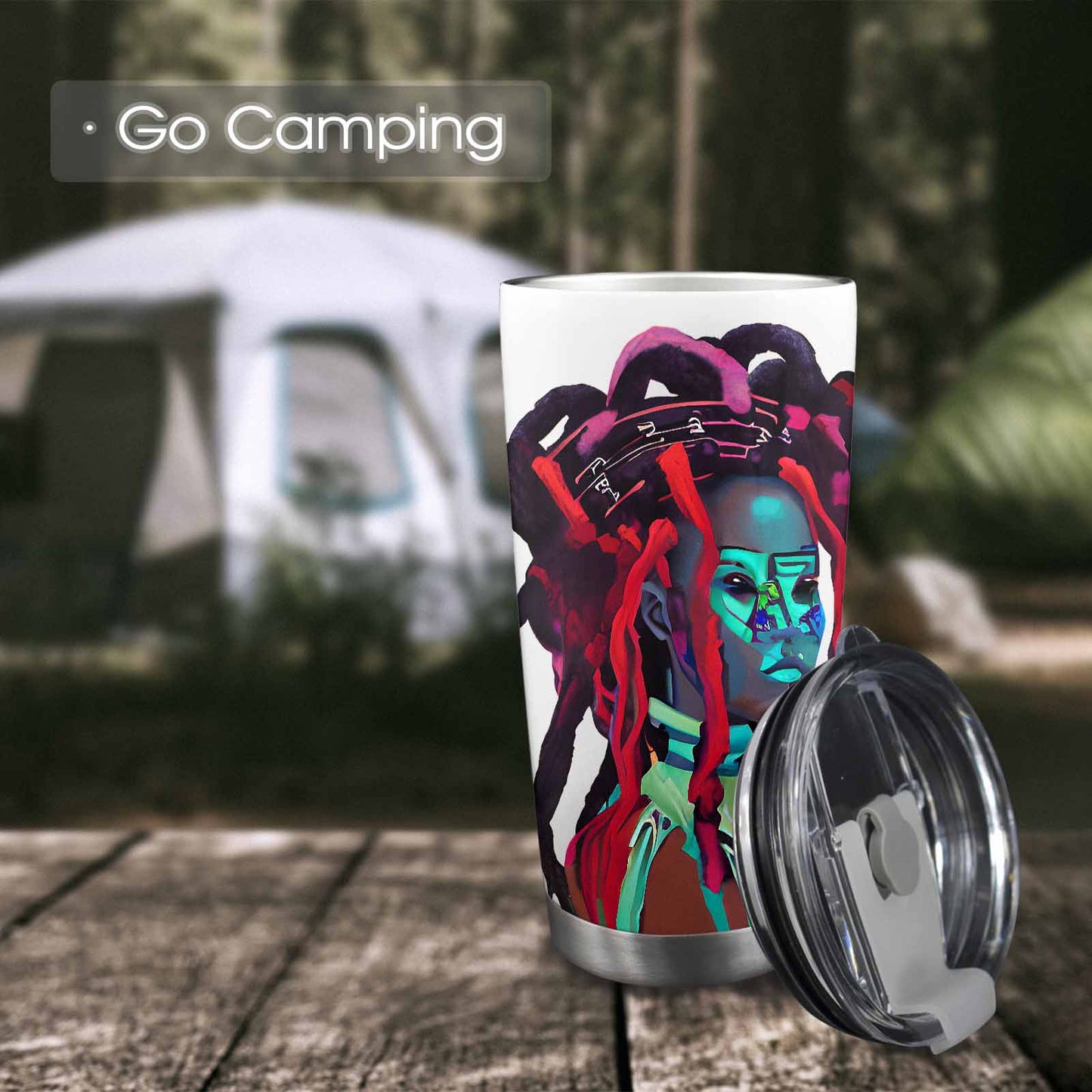 Dreads & Braids, Transparent Tumbler, mug, african tribal, outline BL, Fulangiara 7
