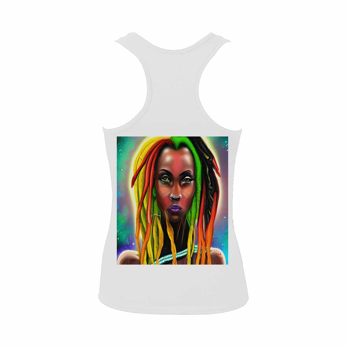 Dreads & Braids, WHITE tank top, cotton, african tribal, full image Fulangiara 25