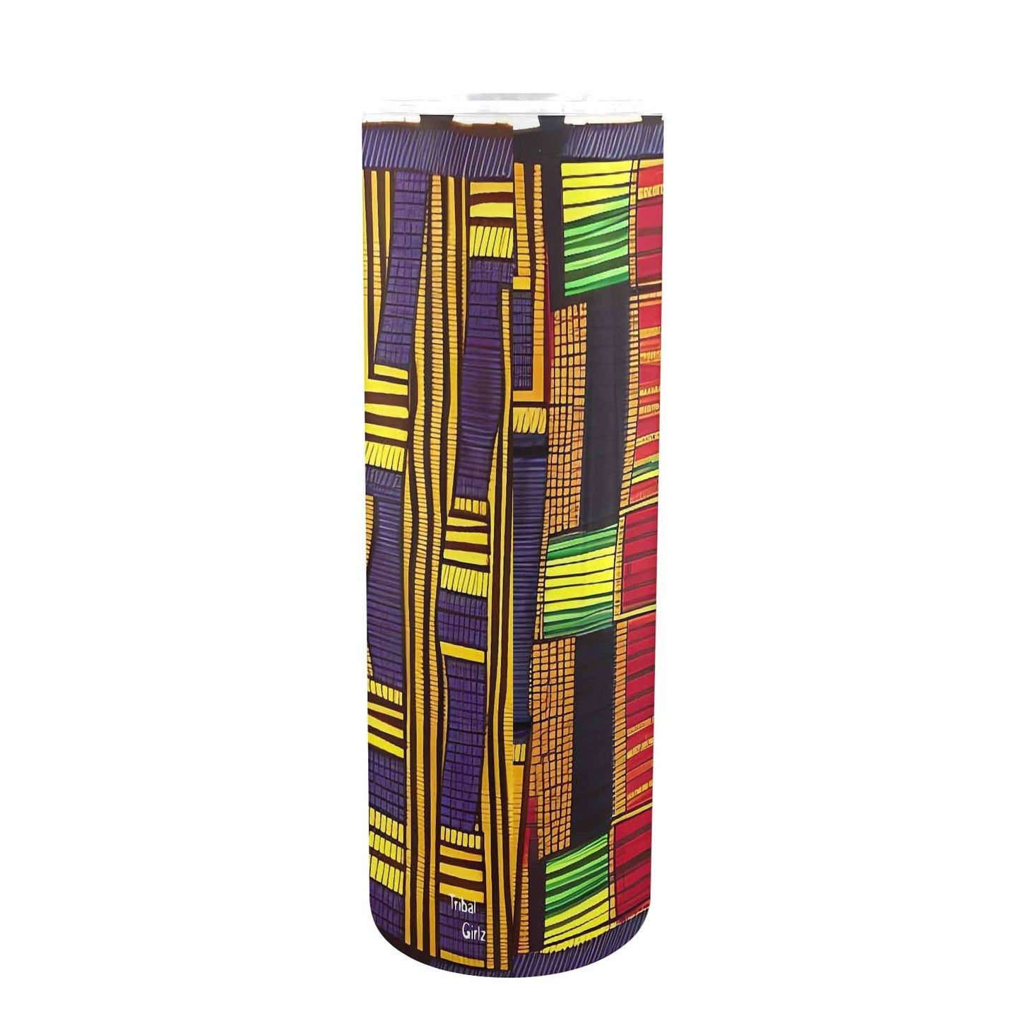 African Art, tall stainless steel insulated tumbler, travel mug, design 16