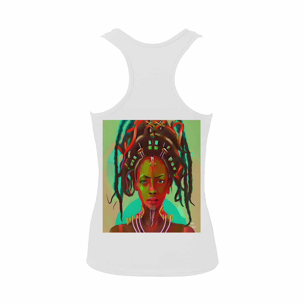 Dreads & Braids, WHITE tank top, cotton, african tribal, full image Fulangiara 39