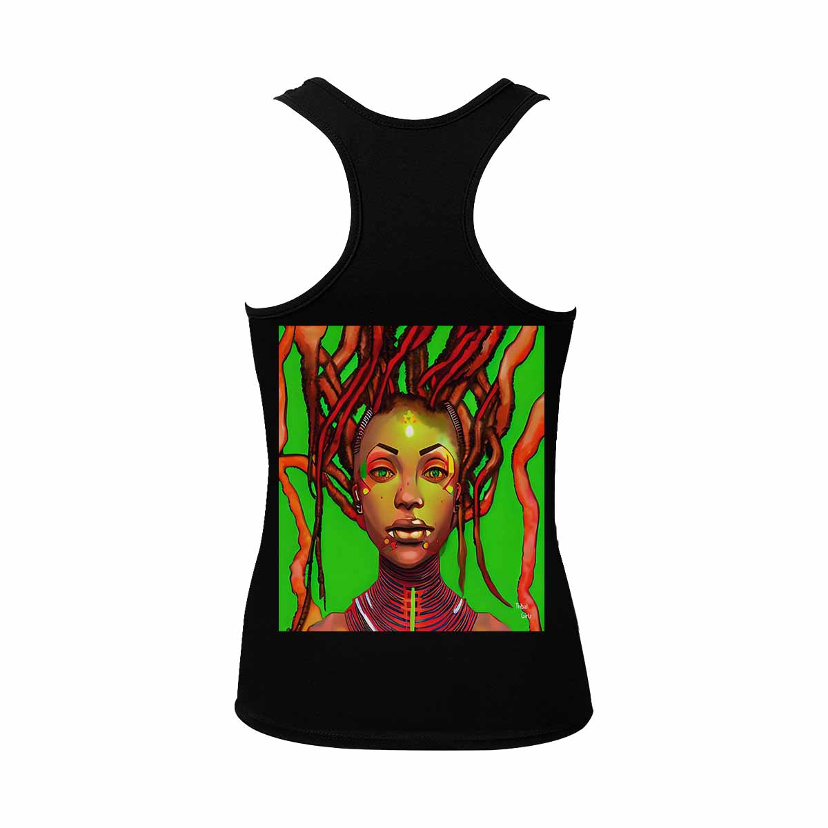 Dreads & Braids, BLACK tank top, cotton, african tribal, full image Fulangiara 47