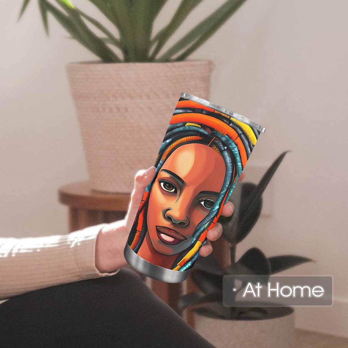Dreads & Braids, Transparent Tumbler, mug, african tribal, outline BL, Fulangiara 8
