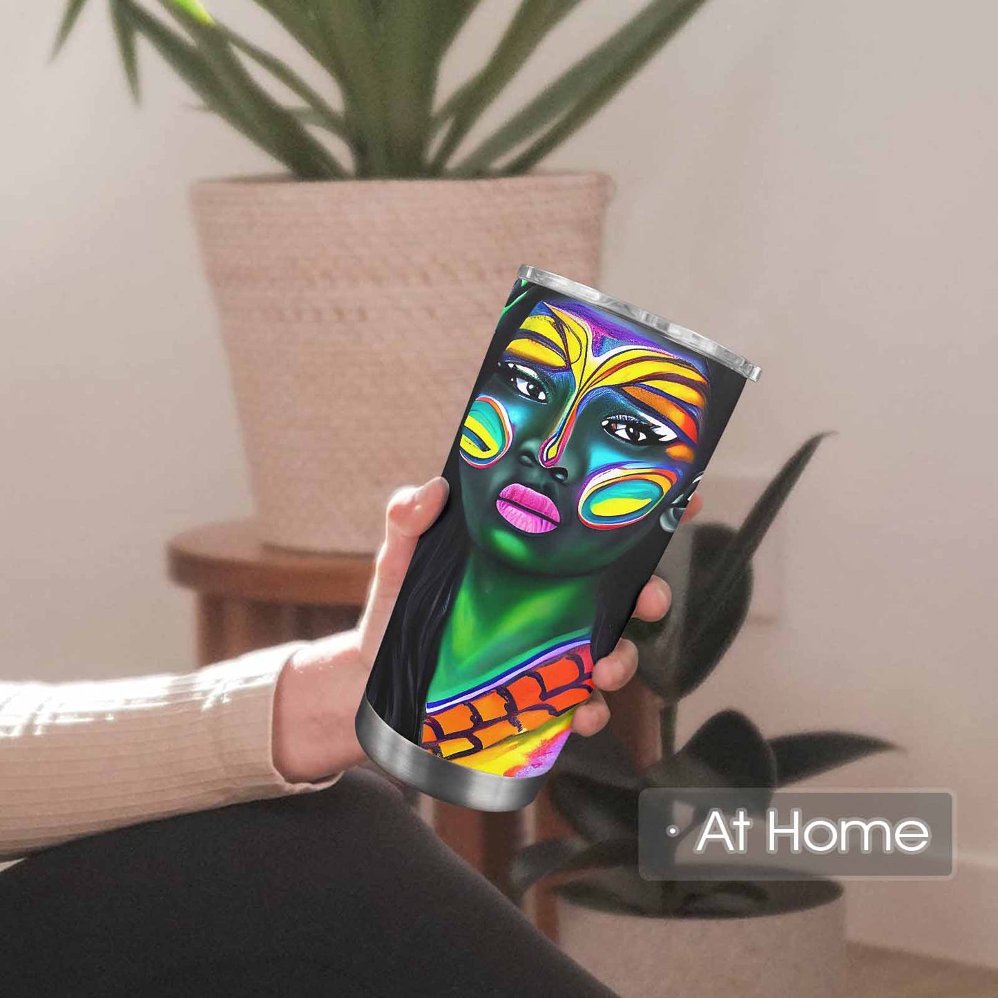 Dreads & Braids, Transparent Tumbler, mug, african tribal, outline MCL, Fulangiara 19