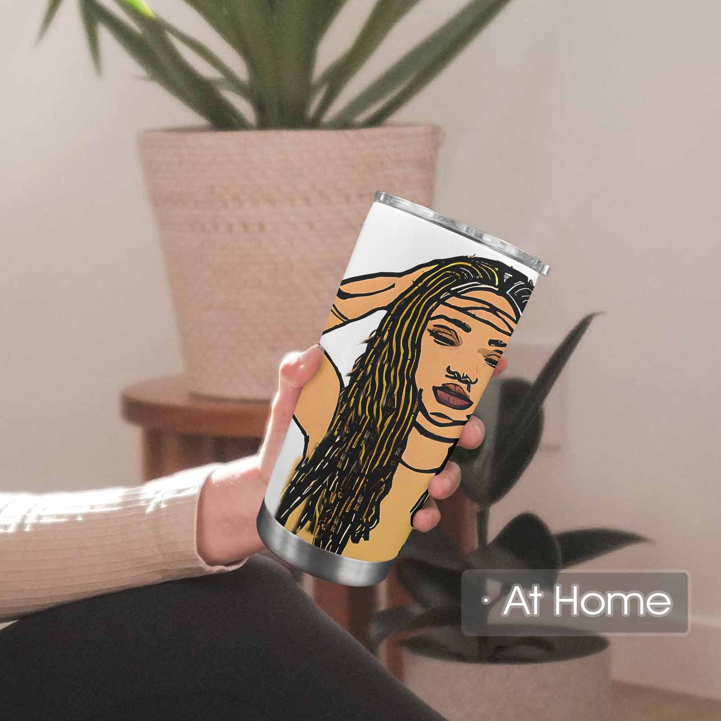 Dreads & Braids, Transparent Tumbler, mug, african tribal, outline MCL, Fulangiara 24