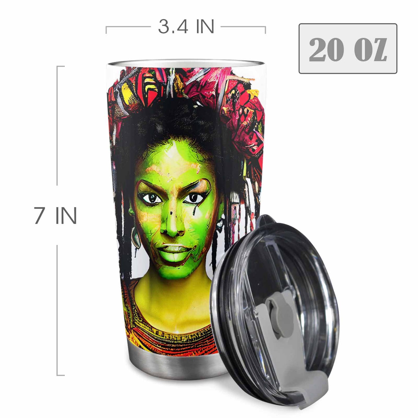 Dreads & Braids, Transparent Tumbler, mug, african tribal, outline MCL, Fulangiara 2