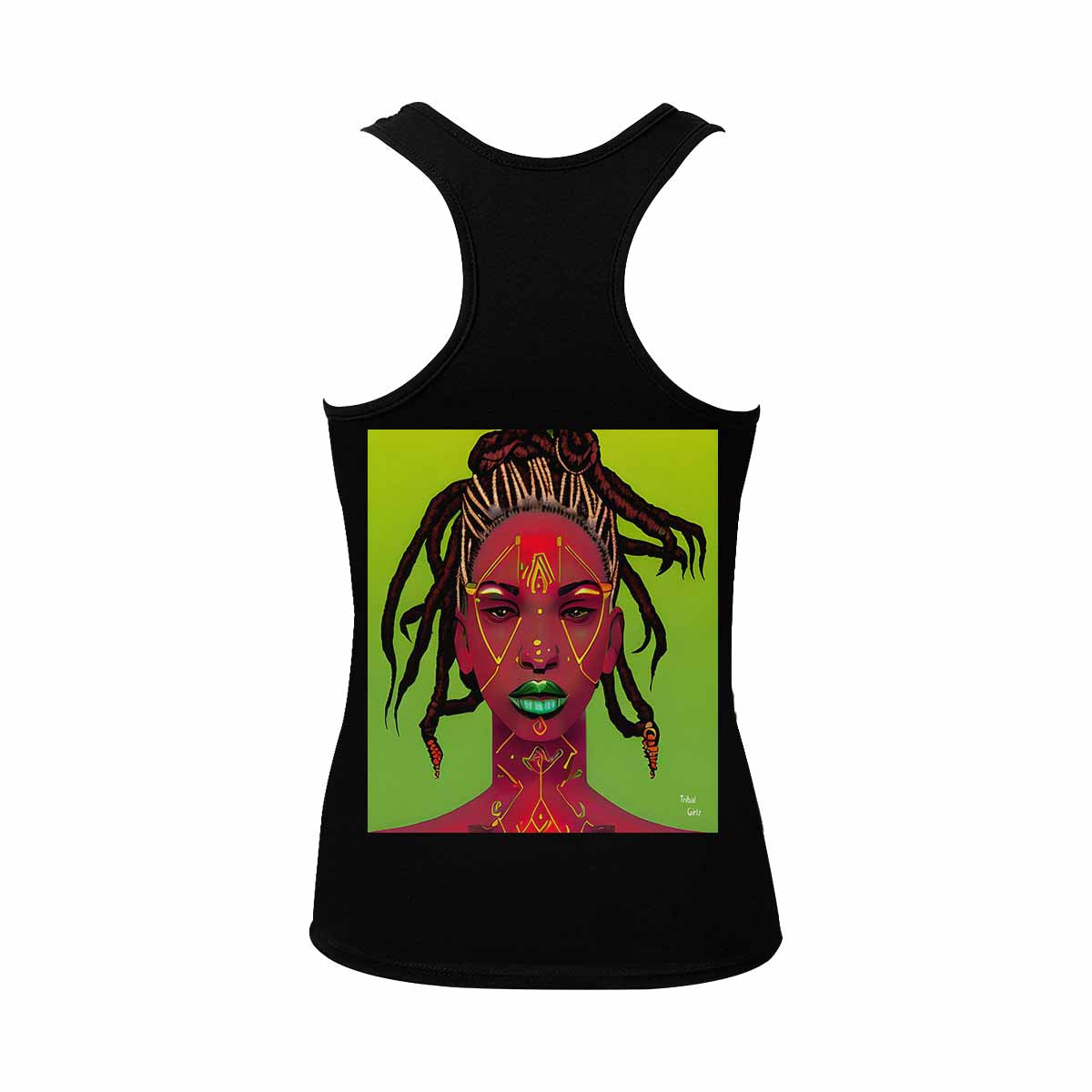 Dreads & Braids, BLACK tank top, cotton, african tribal, full image Fulangiara 49