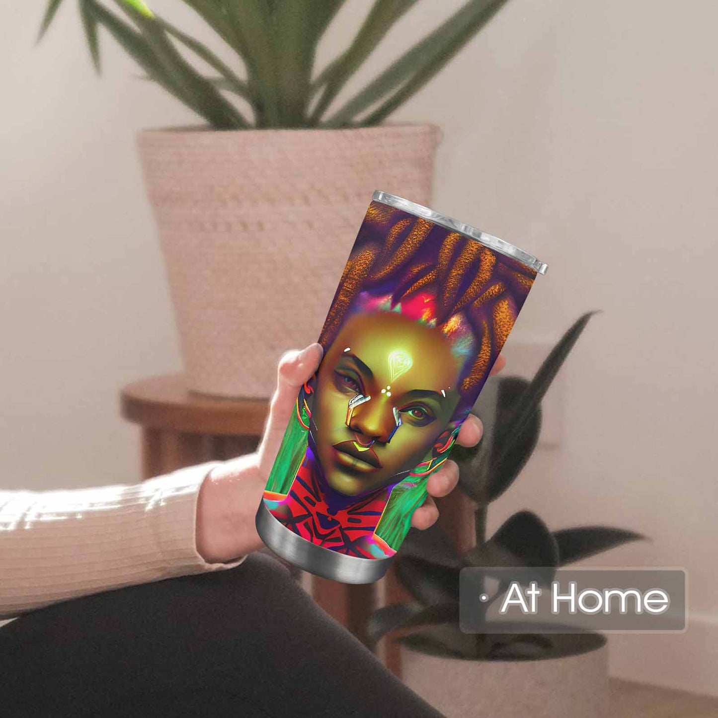Dreads & Braids, Transparent Tumbler, mug, african tribal, outline BL, Fulangiara 43