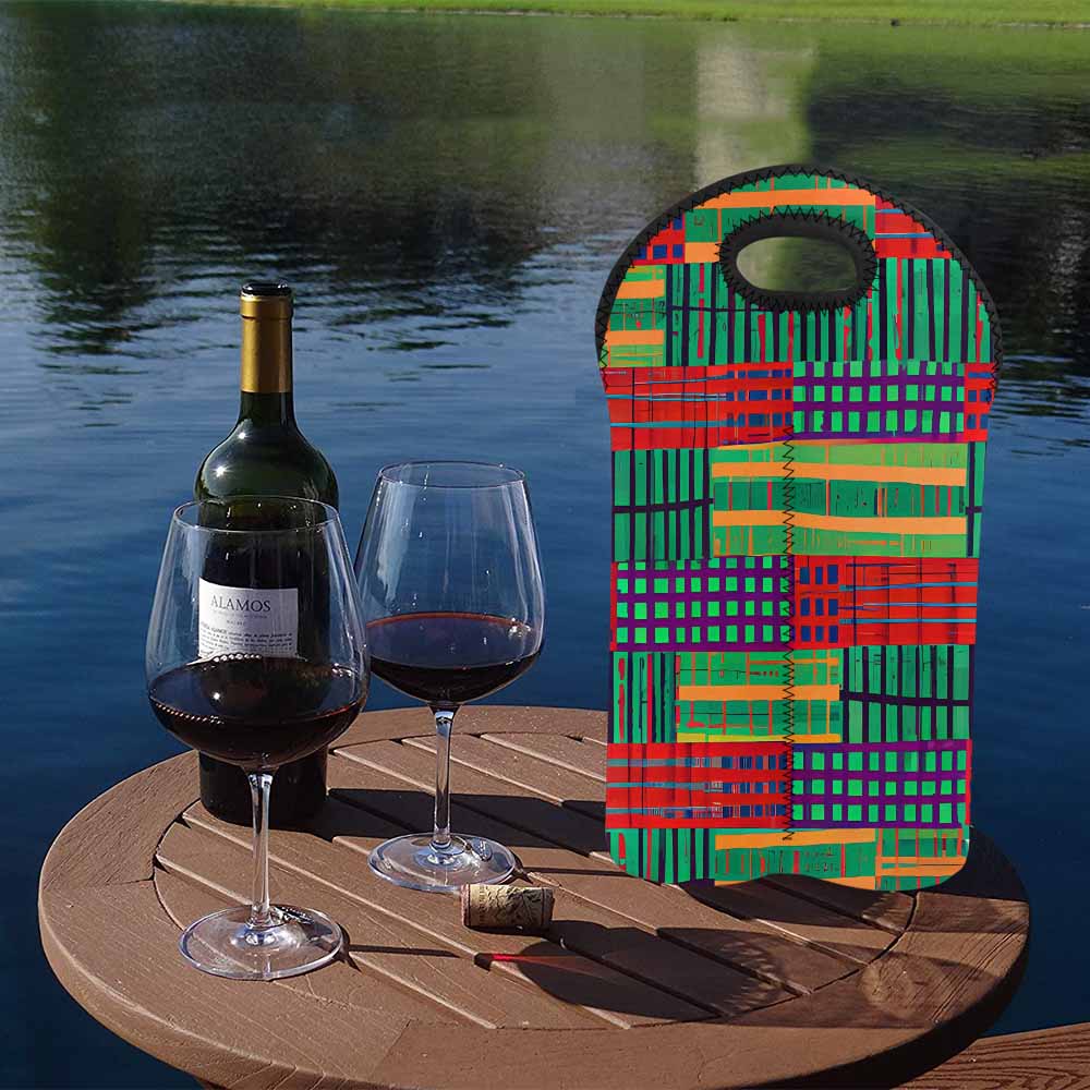African Art, chic 2 bottle wine bag, design 23