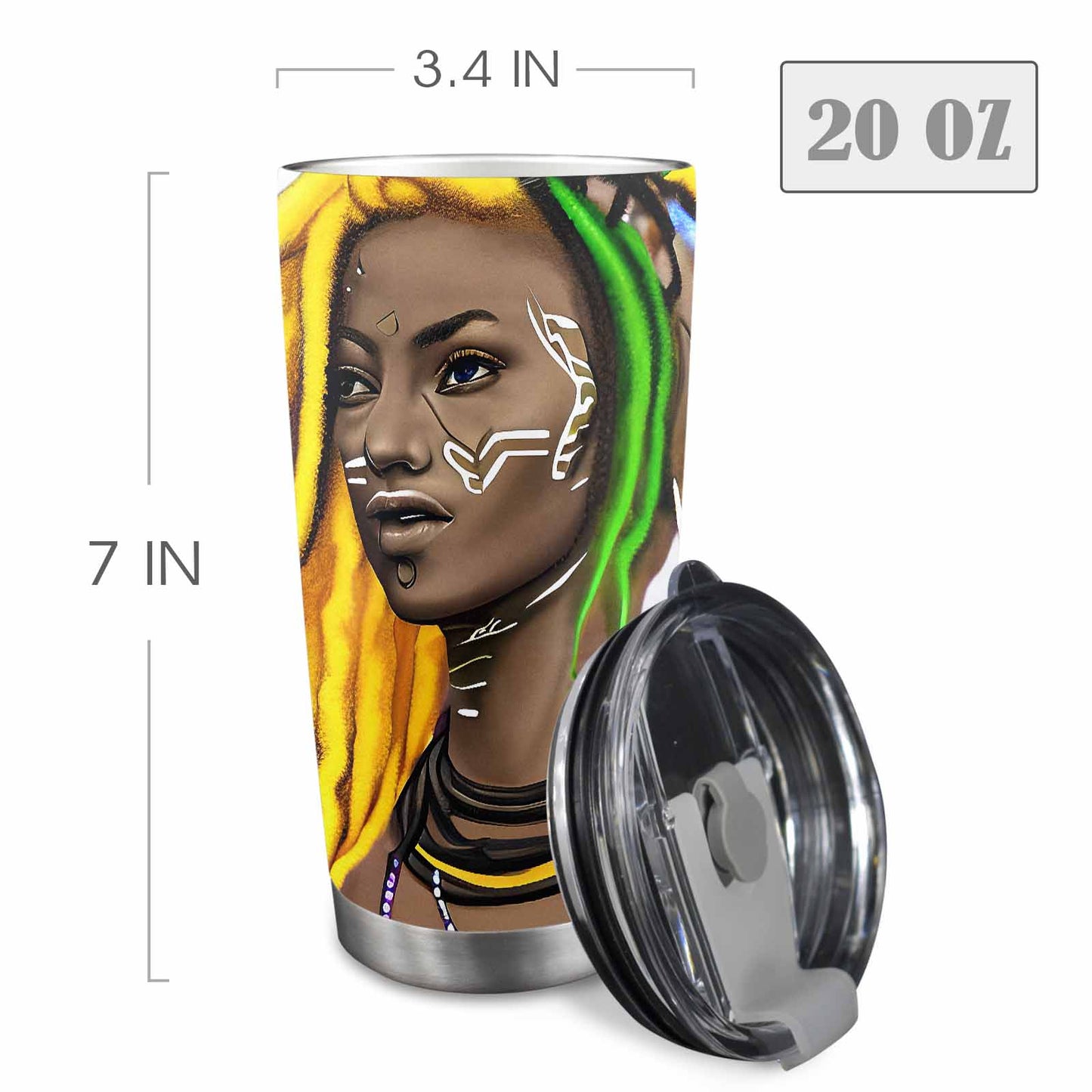Dreads & Braids, Transparent Tumbler, mug, african tribal, outline MCL, Fulangiara 1