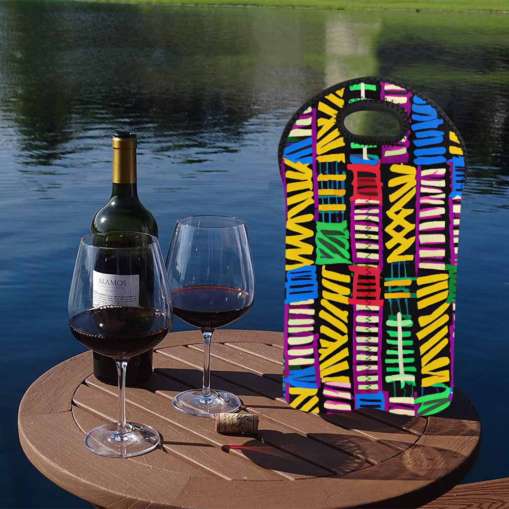 African Art, chic 2 bottle wine bag, design 41