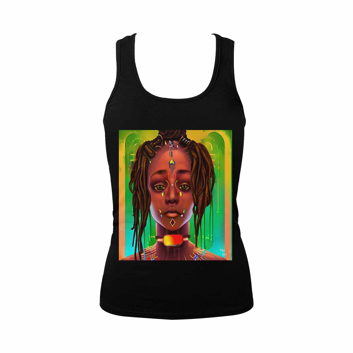 Dreads & Braids, BLACK tank top, cotton, african tribal, full image Fulangiara 45