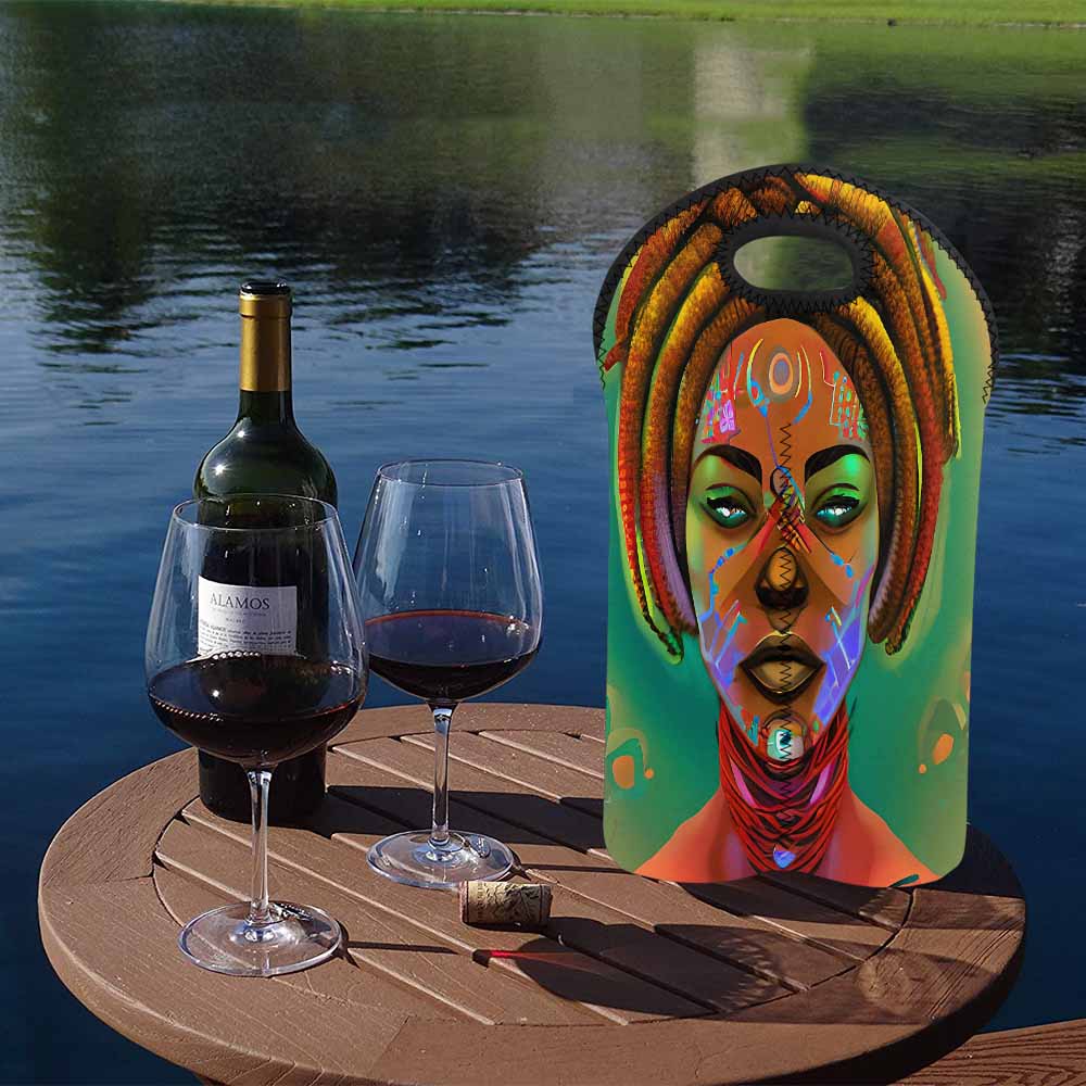 Dreads & Braids, 2 bottle wine bag, picnic or gift, african tribalgirlz Fulangiara 46