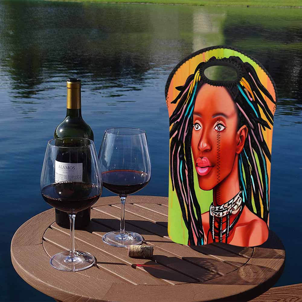 Dreads & Braids, 2 bottle wine bag, picnic or gift, african tribalgirlz Fulangiara 13