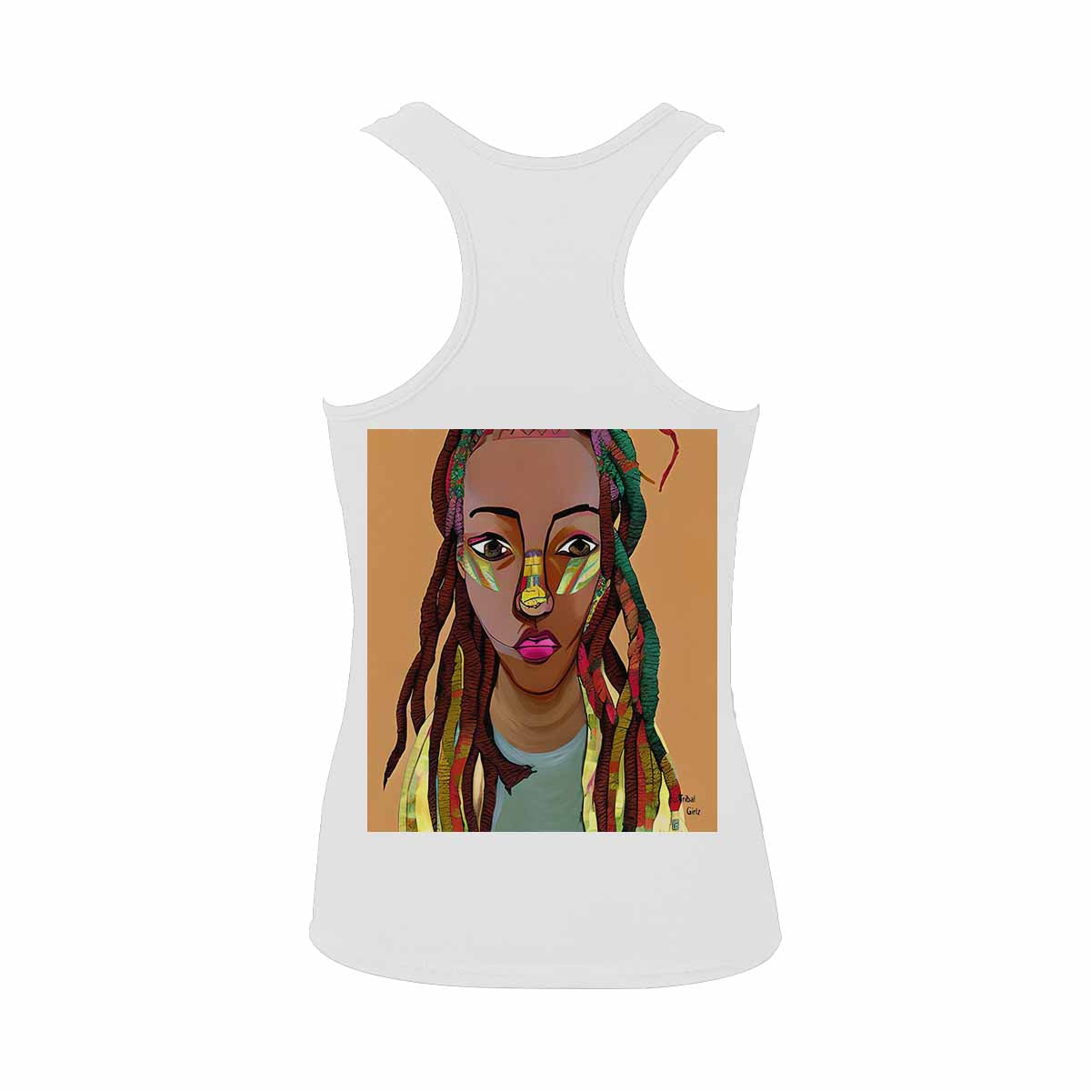 Dreads & Braids, WHITE tank top, cotton, african tribal, full image Fulangiara 26