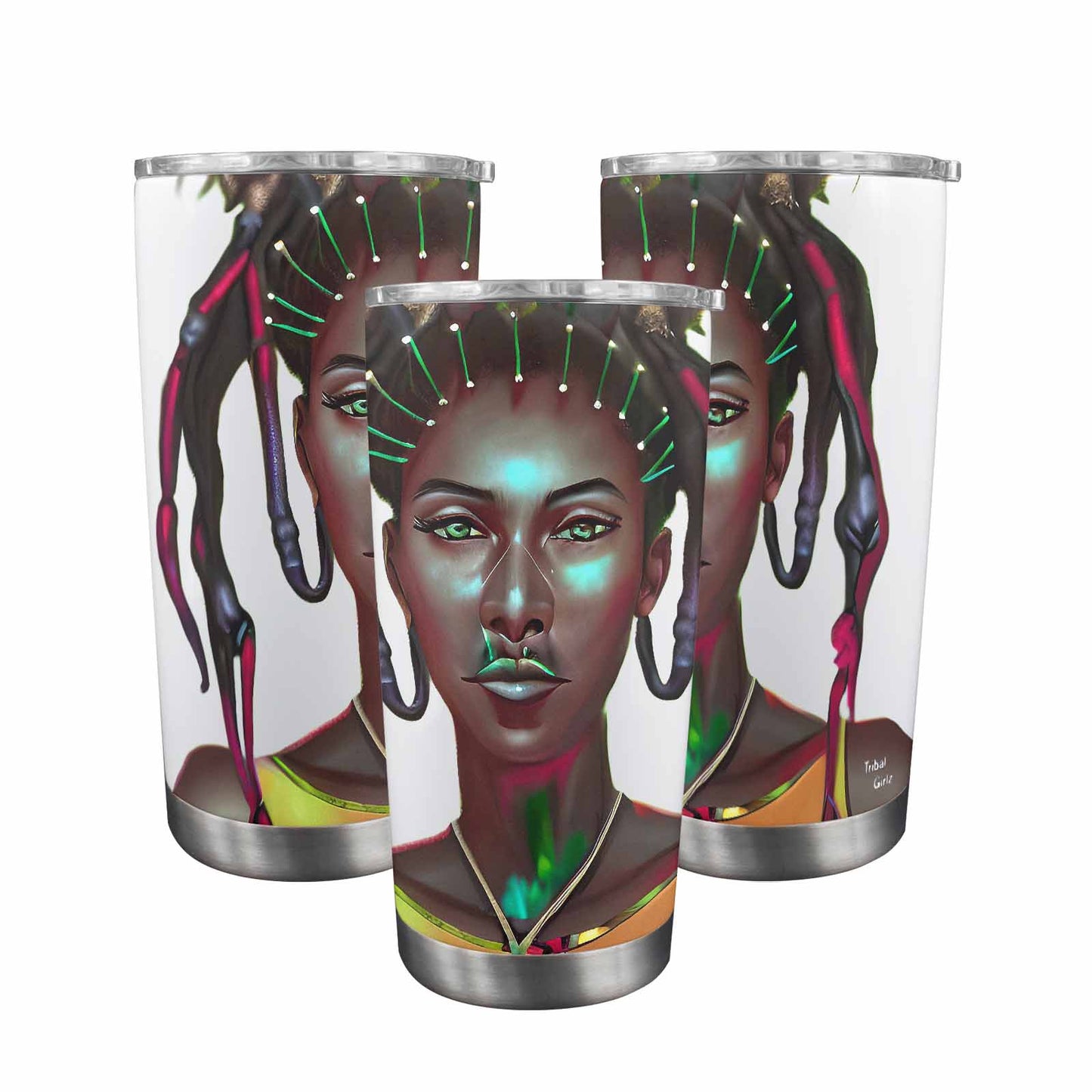 Dreads & Braids, Transparent Tumbler, mug, african tribal, outline MCL, Fulangiara 31