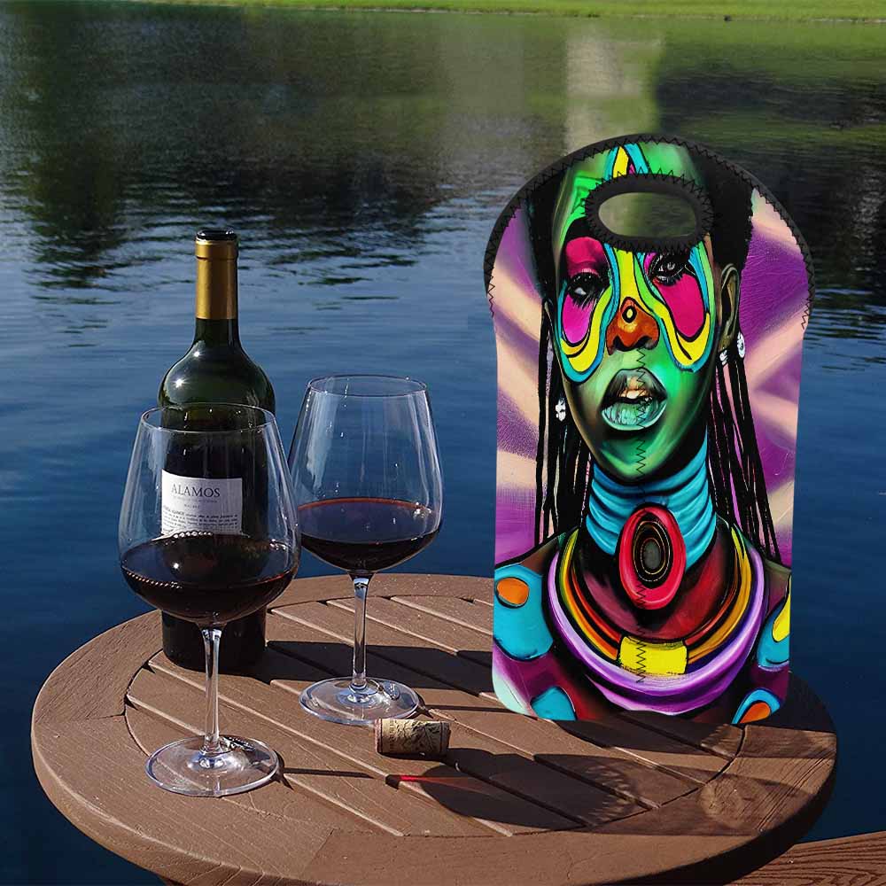Dreads & Braids, 2 bottle wine bag, picnic or gift, african tribalgirlz Fulangiara 17