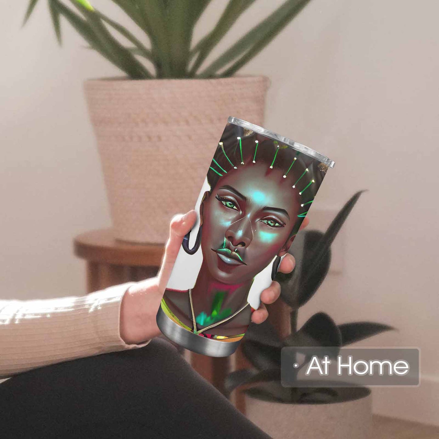Dreads & Braids, Transparent Tumbler, mug, african tribal, outline MCL, Fulangiara 31