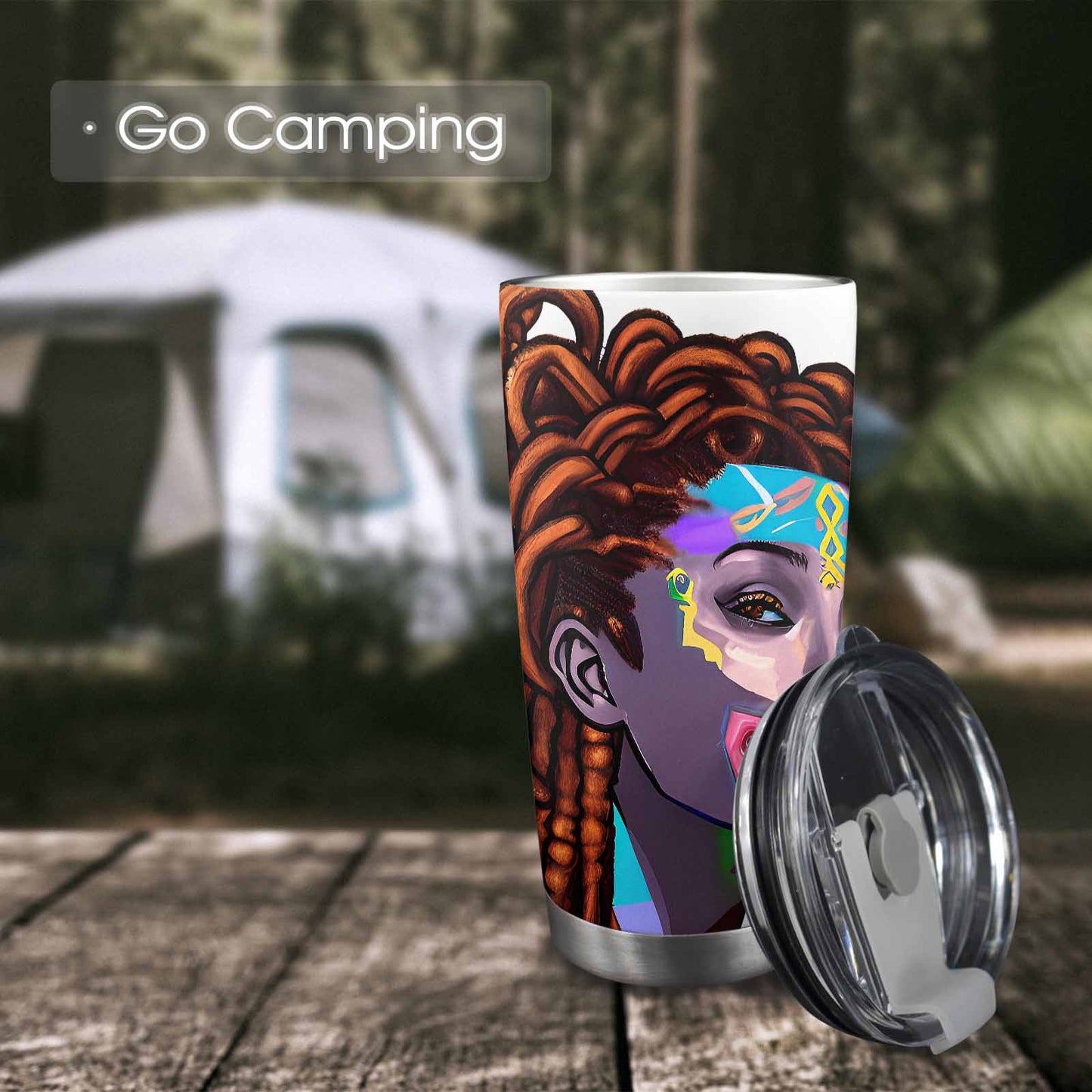 Dreads & Braids, Transparent Tumbler, mug, african tribal, outline BL, Fulangiara 36