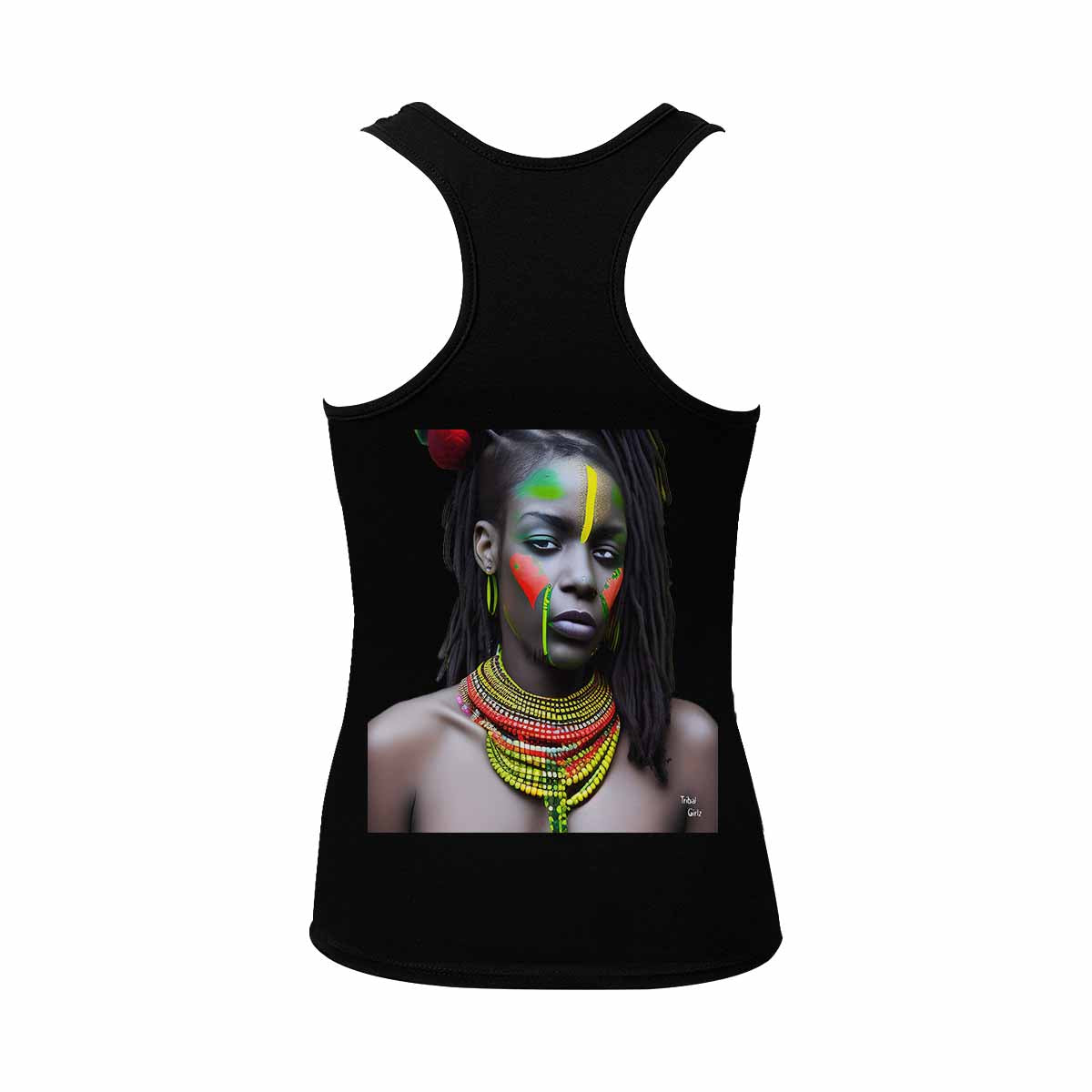 Dreads & Braids, BLACK tank top, cotton, african tribal, outline MCL, Fulangiara 42