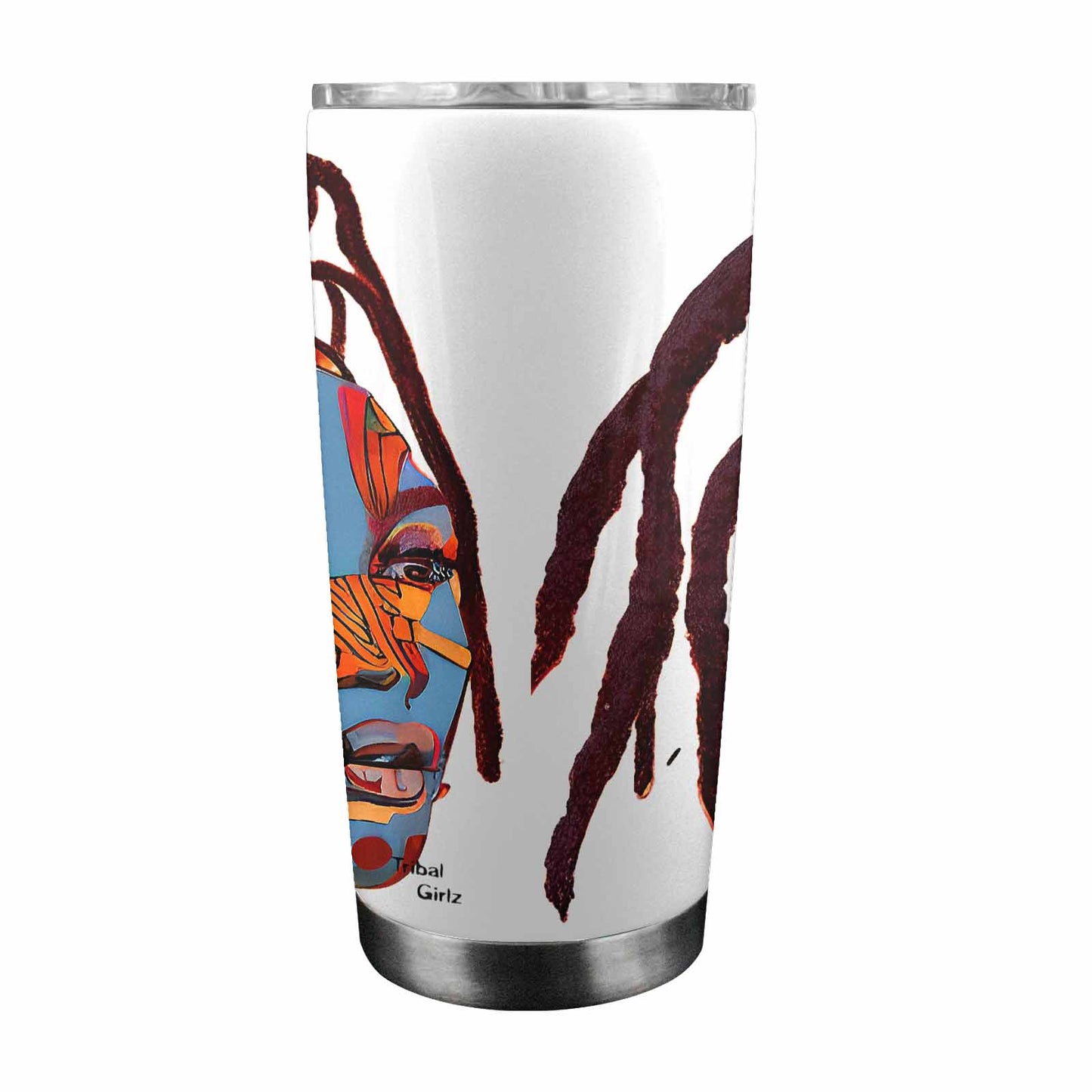 Dreads & Braids, Transparent Tumbler, mug, african tribal, outline BL, Fulangiara 23