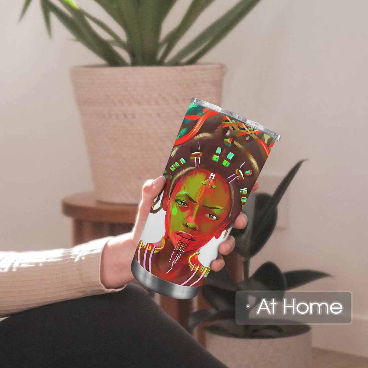 Dreads & Braids, Transparent Tumbler, mug, african tribal, outline BL, Fulangiara 39