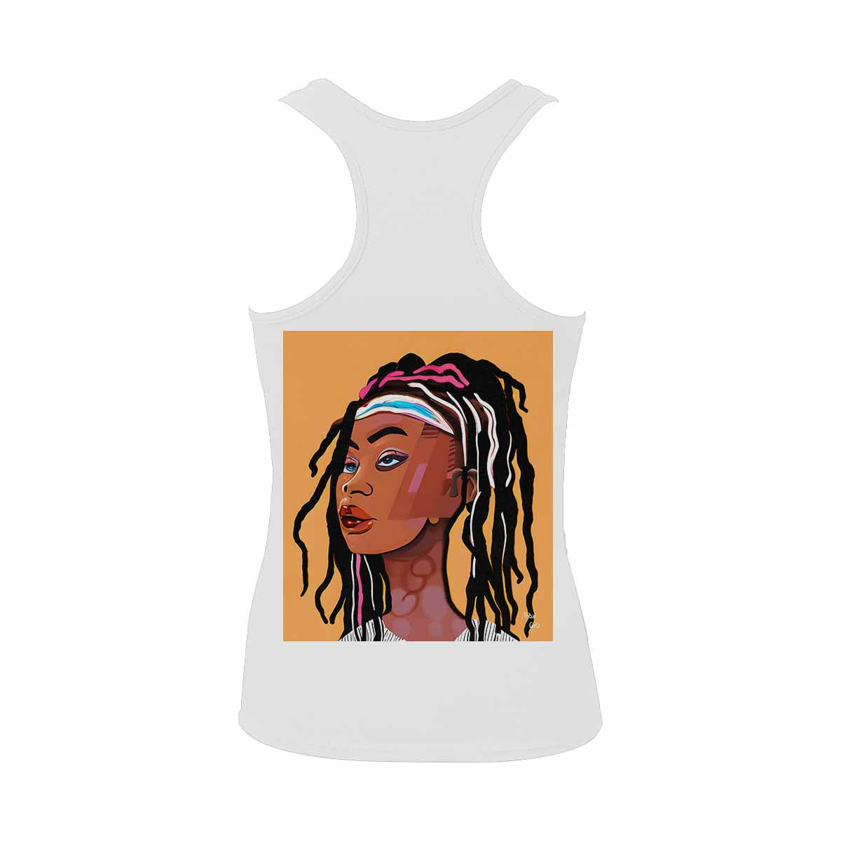 Dreads & Braids, WHITE tank top, cotton, african tribal, full image Fulangiara 16