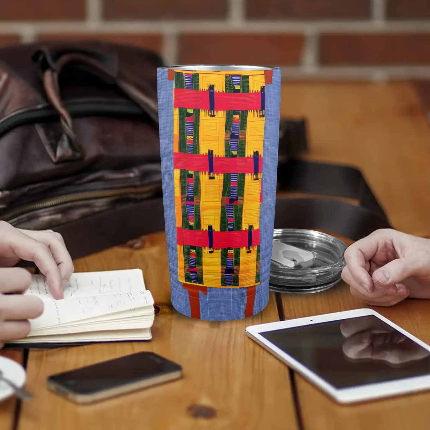 African Art, stainless steel insulated tumbler, travel mug, design 32