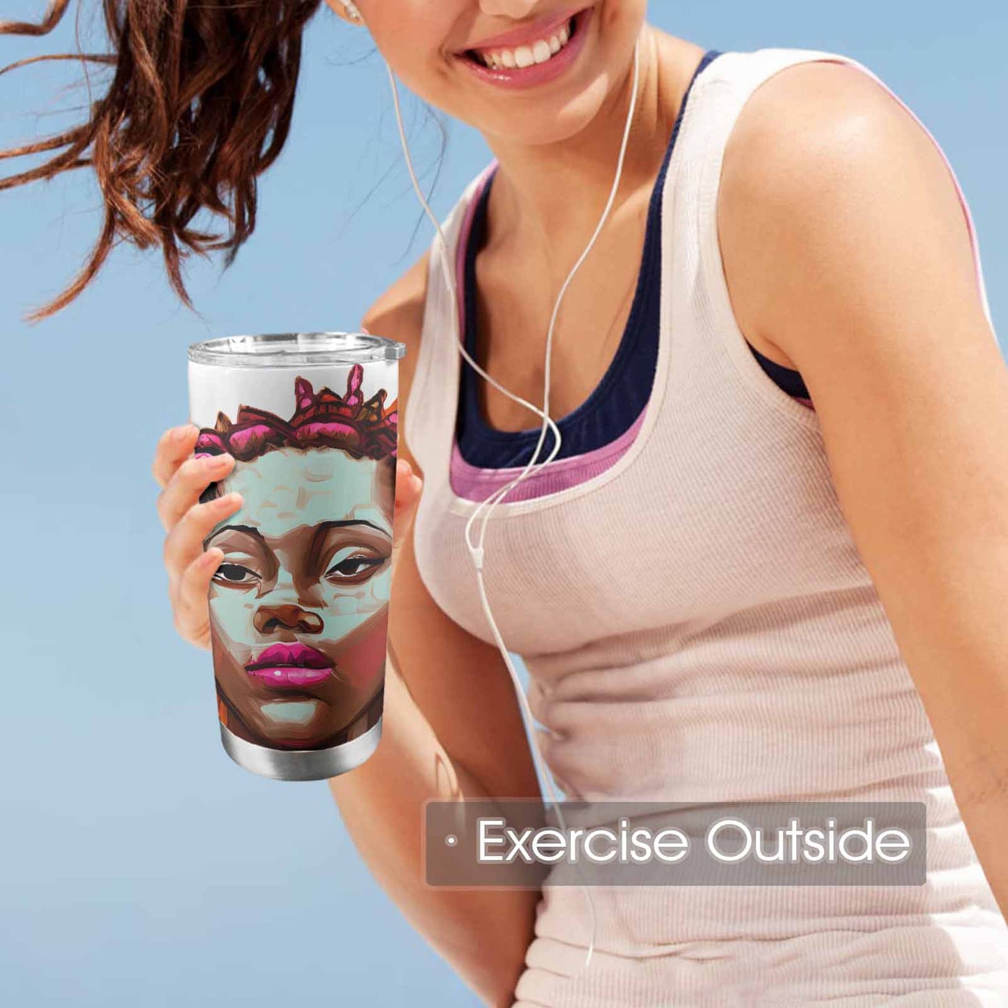 Dreads & Braids, Transparent Tumbler, mug, african tribal, outline BL, Fulangiara 11