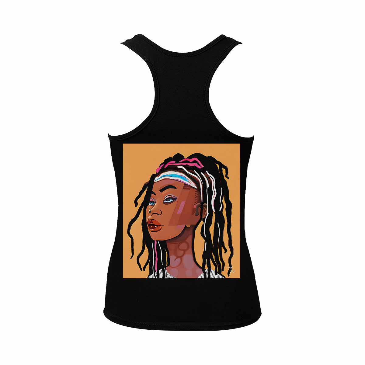 Dreads & Braids, BLACK tank top, cotton, african tribal, full image Fulangiara 16