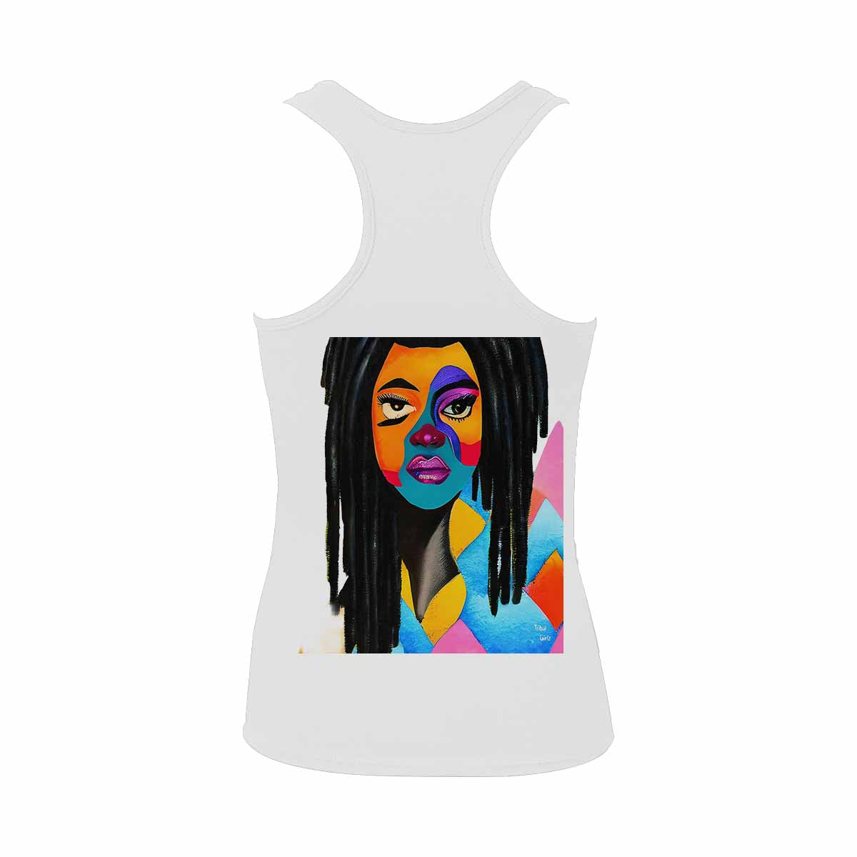 Dreads & Braids, WHITE tank top, cotton, african tribal, outline MCL, Fulangiara 21