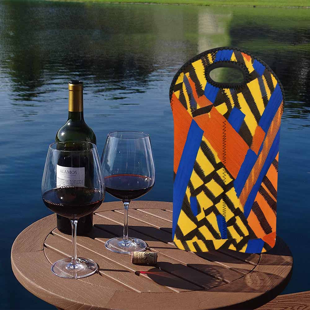 African Art, chic 2 bottle wine bag, design 03