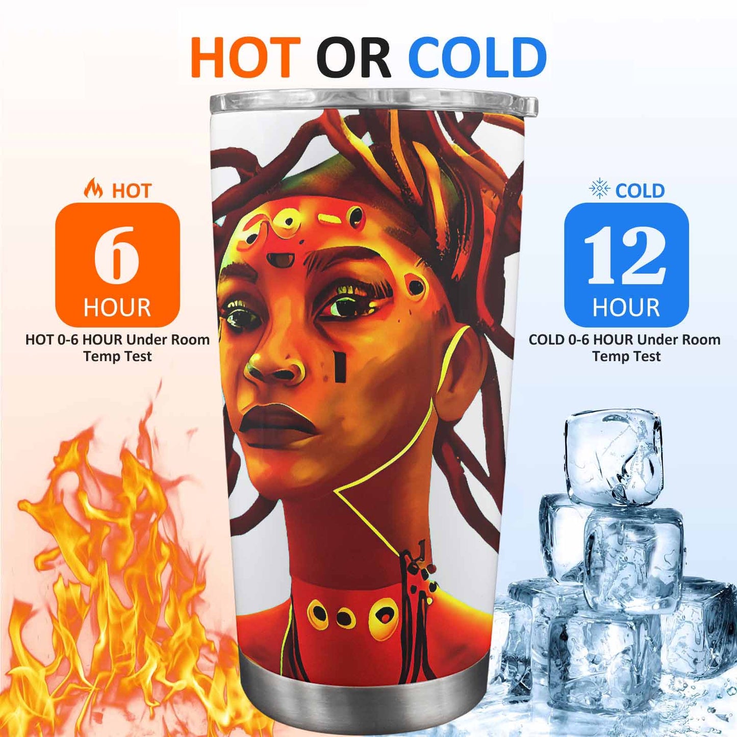 Dreads & Braids, Transparent Tumbler, mug, african tribal, outline BL, Fulangiara 37