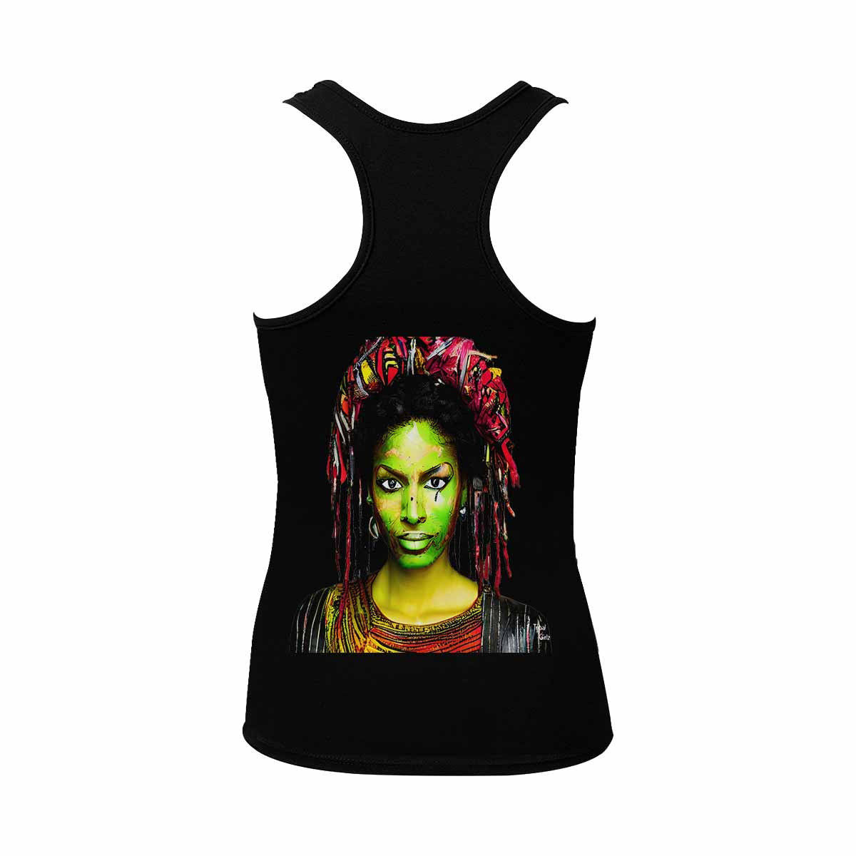 Dreads & Braids, BLACK tank top, cotton, african tribal, outline MCL, Fulangiara 2