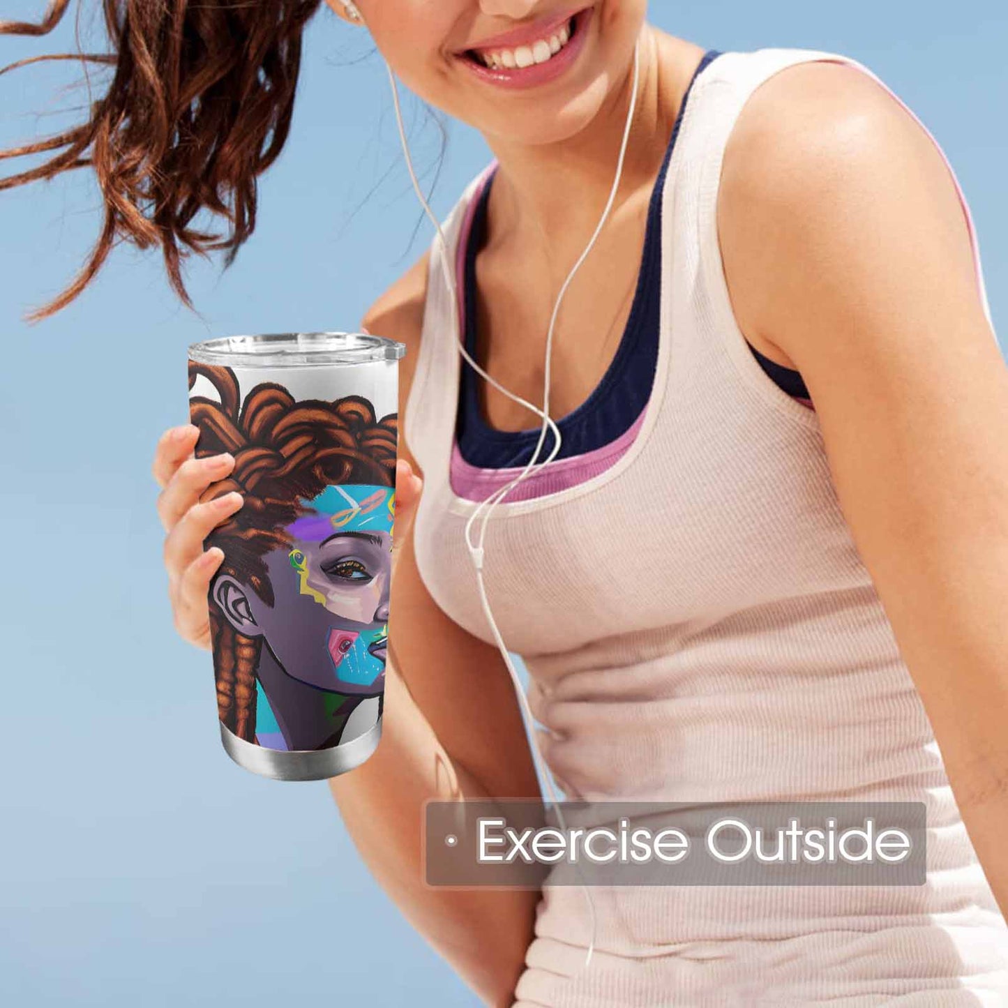 Dreads & Braids, Transparent Tumbler, mug, african tribal, outline BL, Fulangiara 36