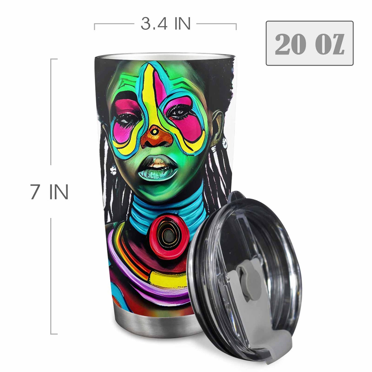 Dreads & Braids, Transparent Tumbler, mug, african tribal, outline MCL, Fulangiara 17