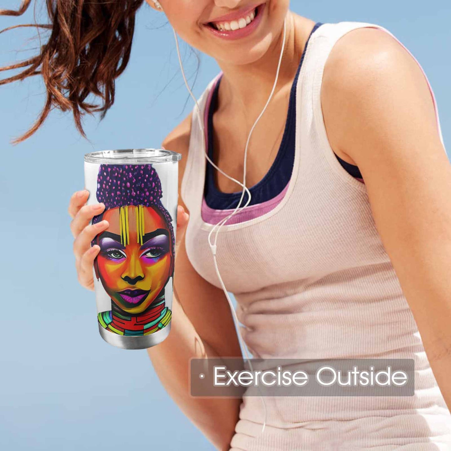 Dreads & Braids, Transparent Tumbler, mug, african tribal, outline BL, Fulangiara 35