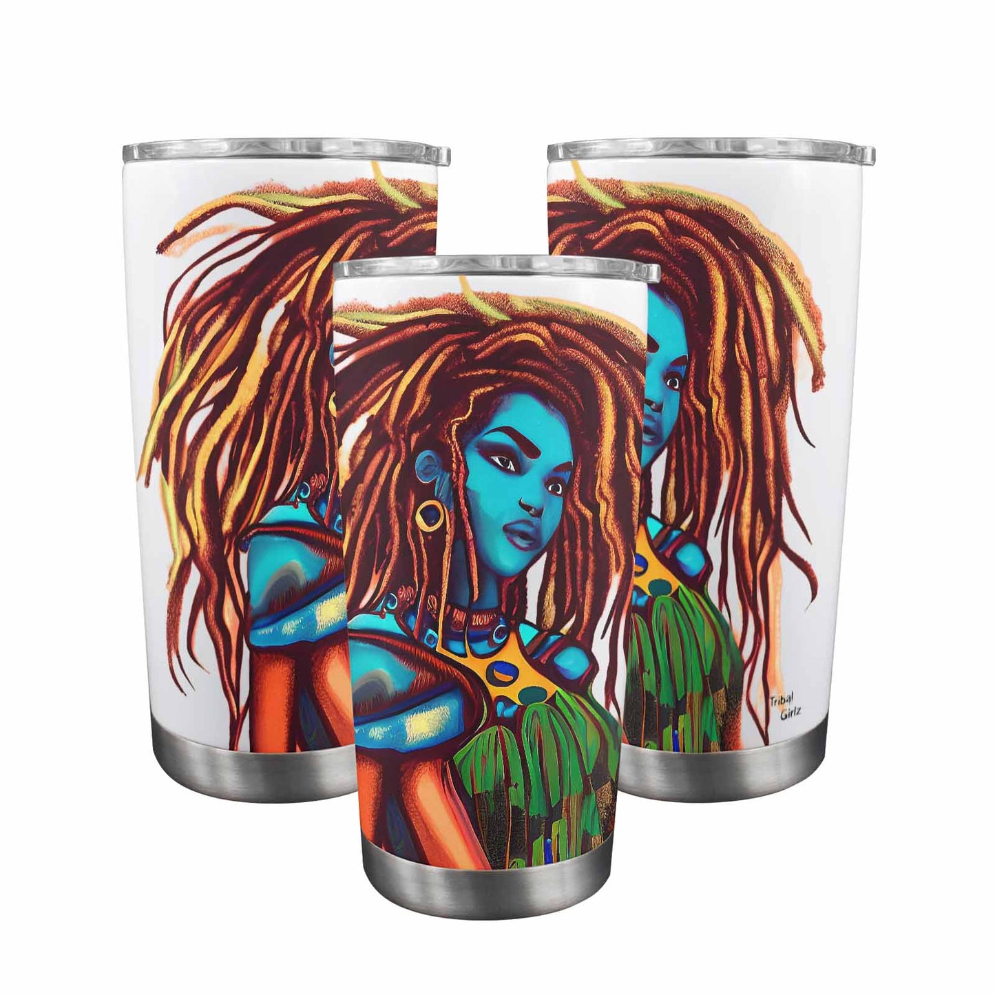 Dreads & Braids, Transparent Tumbler, mug, african tribal, outline BL, Fulangiara 30