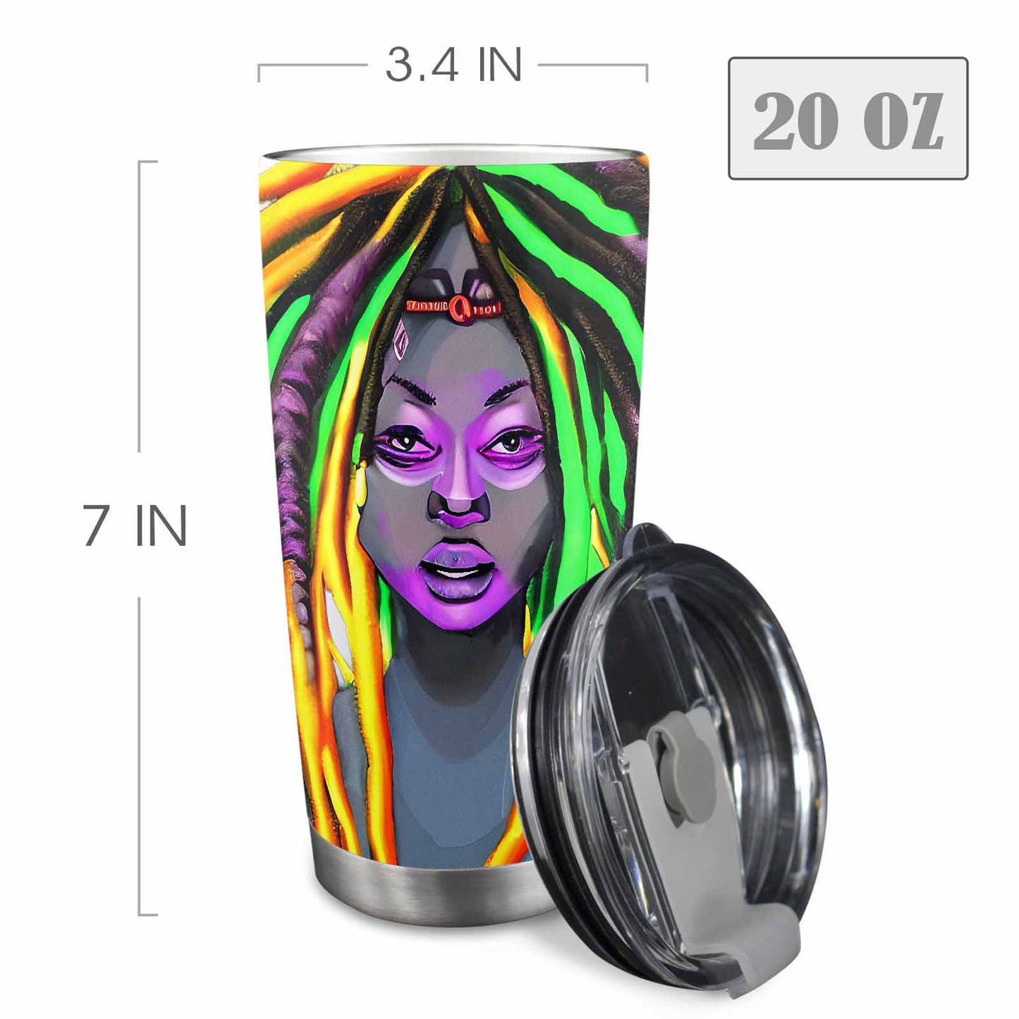 Dreads & Braids, Transparent Tumbler, mug, african tribal, outline MCL, Fulangiara 28