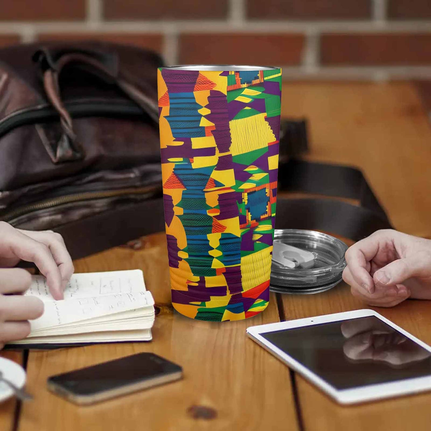 African Art, stainless steel insulated tumbler, travel mug, design 30