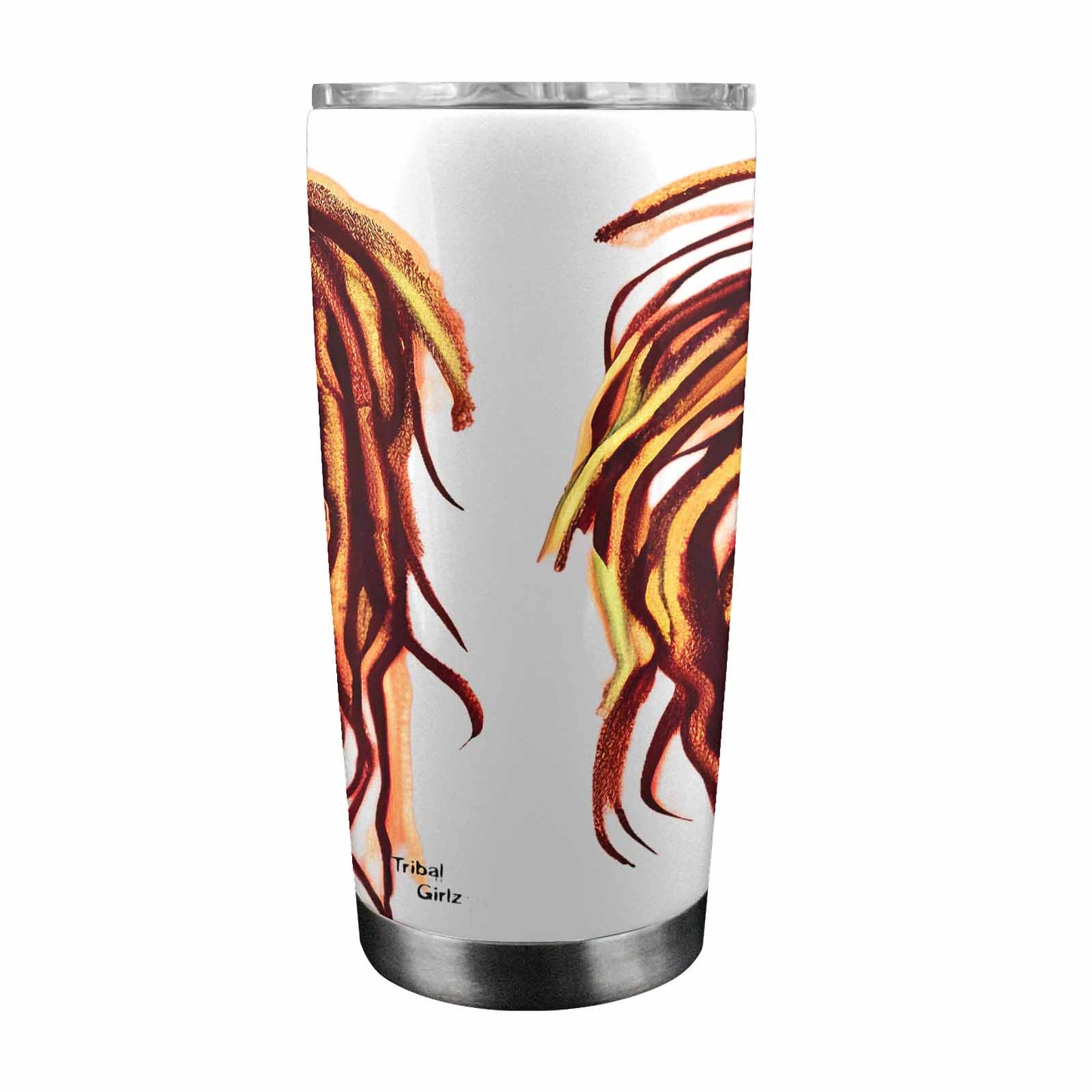 Dreads & Braids, Transparent Tumbler, mug, african tribal, outline BL, Fulangiara 30