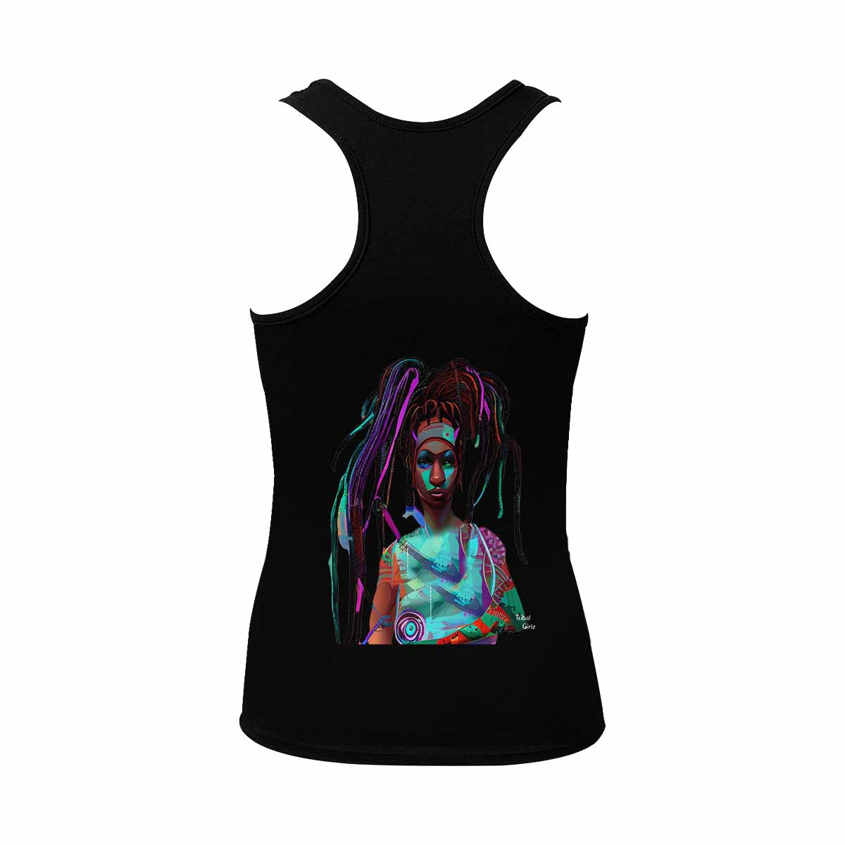 Dreads & Braids, BLACK tank top, cotton, african tribal, outline WL, Fulangiara 32