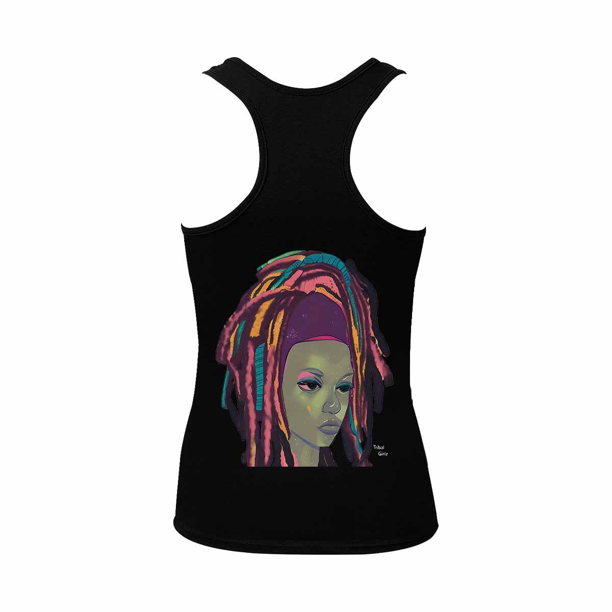 Dreads & Braids, BLACK tank top, cotton, african tribal, outline WL, Fulangiara 9