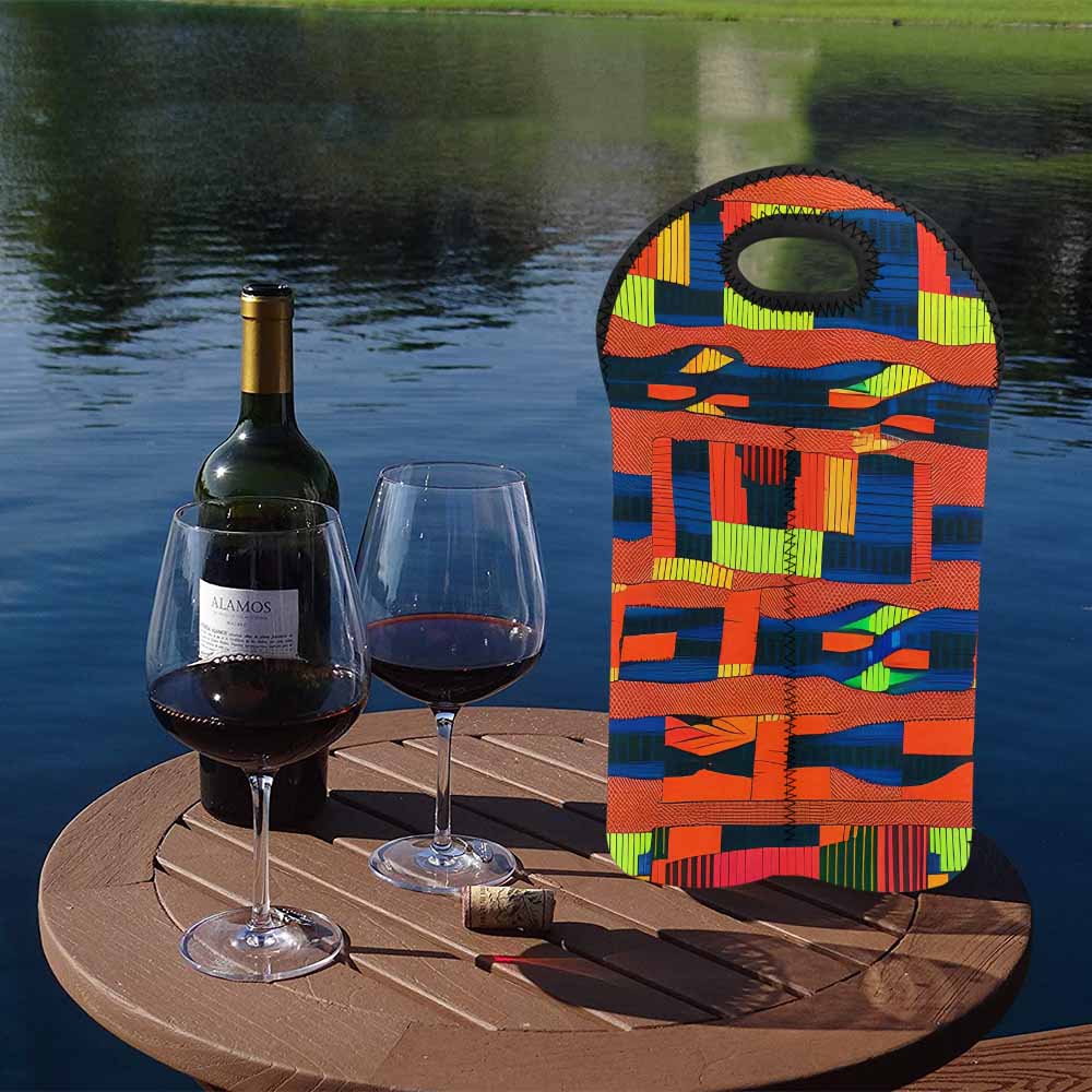 African Art, chic 2 bottle wine bag, design 44